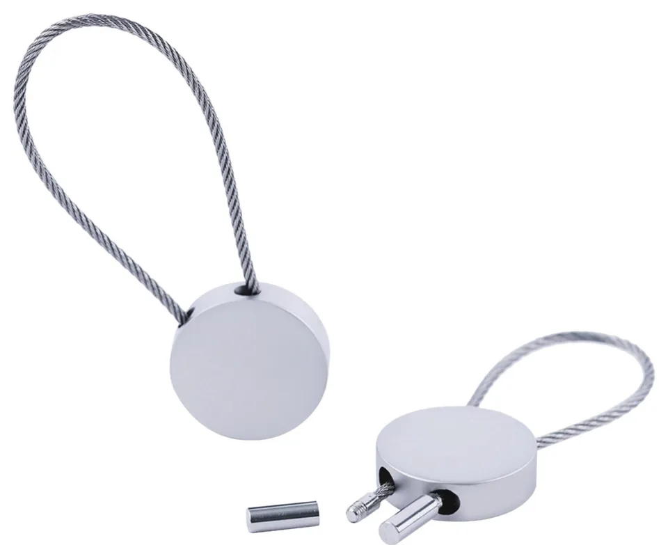 Porte-clés métal rond à câble acier — Réf. 021