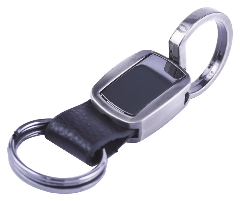 Porte-clés métal chromé gun double anneau — Réf. 24581