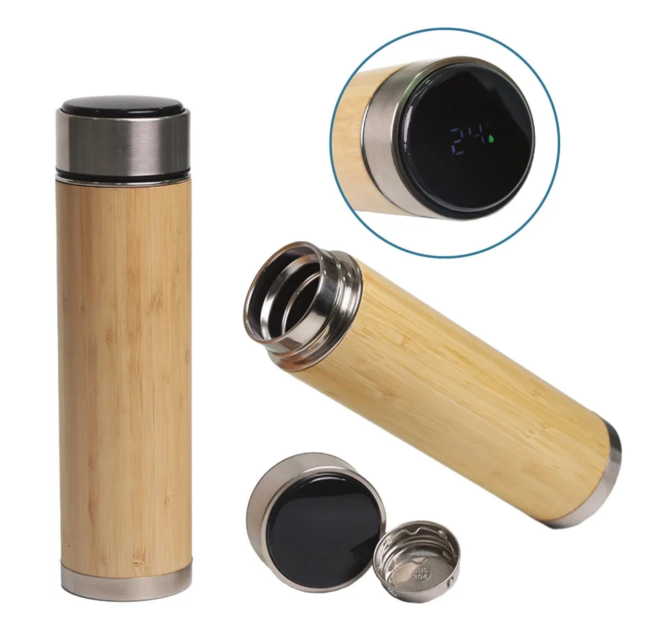 Thermos Isotherme Digital en Bois — Réf. 40198