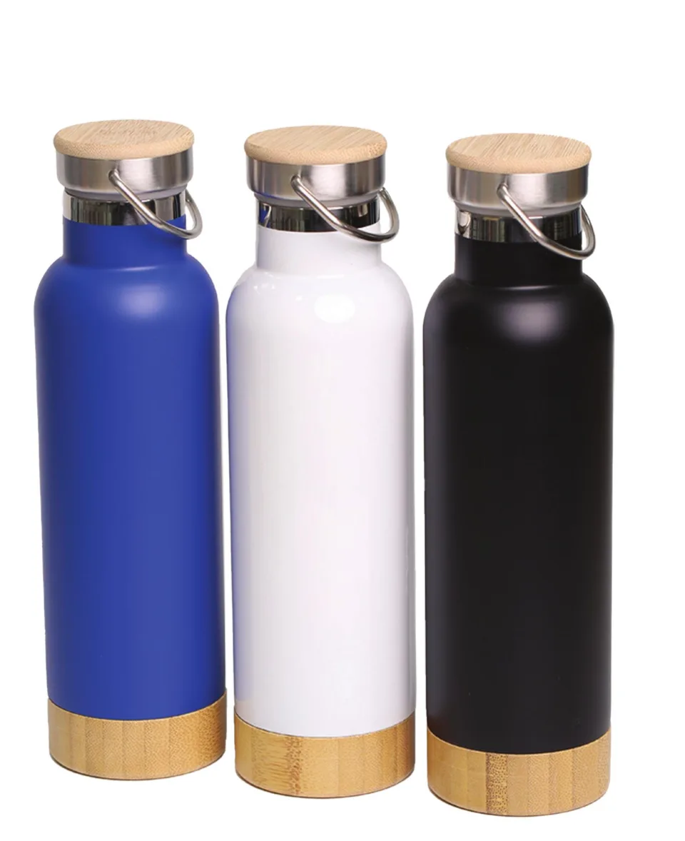 Bouteille Isotherme Aluminium et Bambou — Réf. 51001