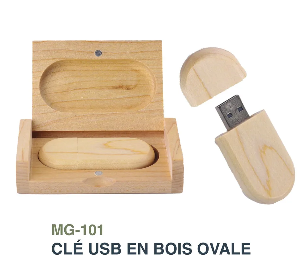 Clé USB en Bois Ovale — Réf. MG-101