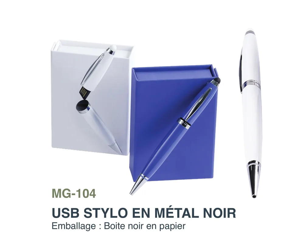 USB Stylo en Métal Noir — Réf. MG-104