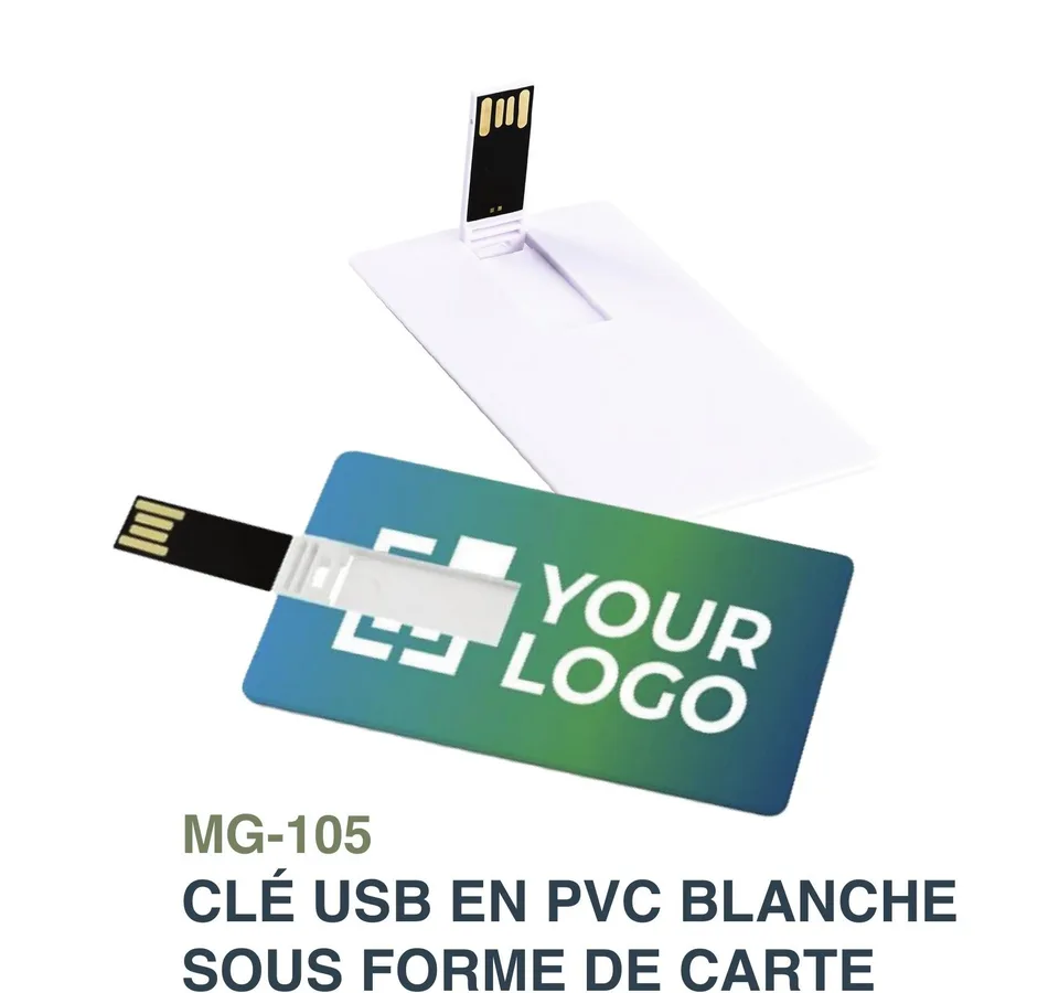 Clé USB en PVC Blanche Sous Forme de Carte — Réf. MG-105