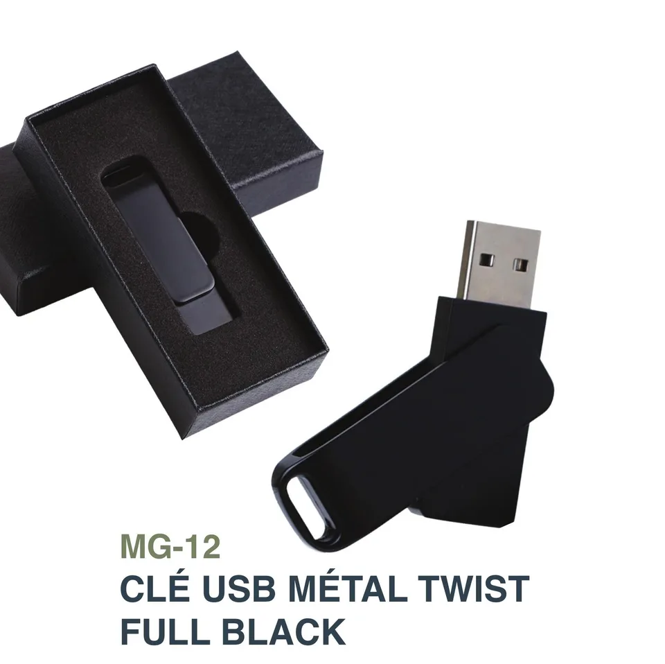 Clé USB Métal Twist Full Black — Réf. MG-12