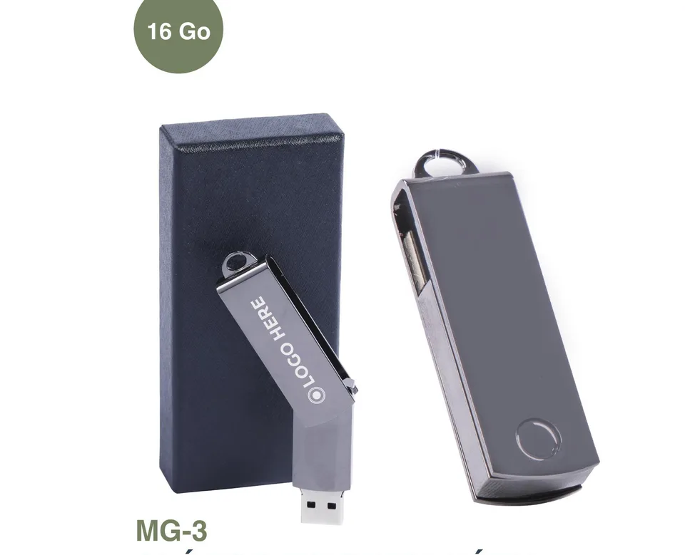 Clé USB Twist en Métal Chromé Gun Premium — Réf. MG-3