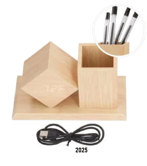 Pot à stylo éco avec horloge et affiche température — Réf. 2025