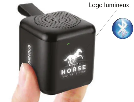 Haut-parleur Bluetooth cube à logo lumineux — Réf. 4936