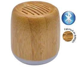 Haut-parleur Bluetooth en bambou, format rond — Réf. 4936/B