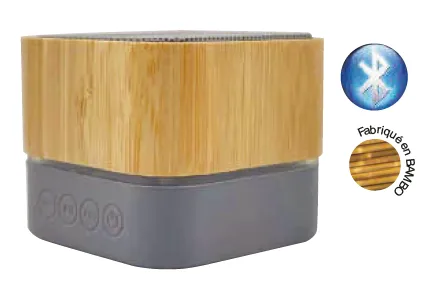 Haut-parleur Bluetooth bambou et gris — Réf. 5152