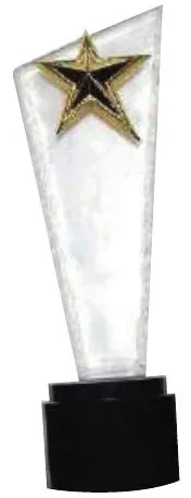Trophée en cristal avec étoile et médaille métal — Réf. A-132