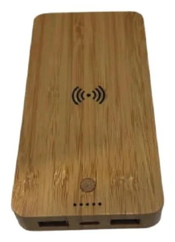 Power bank en bois et liège à logo lumineux — Réf. HT-001