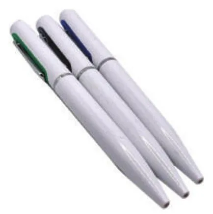 Stylo plastique blanc à clip coloré — Réf. IMG-1257