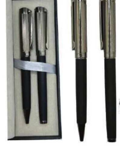 Coffret 2 stylos, capuchons métalliques texturés — Réf. IMG-1265C