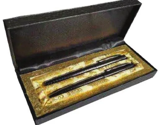 Coffret 2 stylos élégants, garniture dorée — Réf. IMG-1325