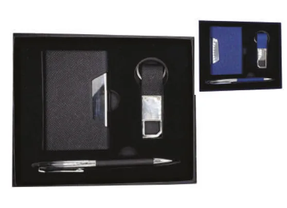 Coffret 3 Pieces Porte-cartes, Stylo & Porte-cles USB — Réf. IMG-207