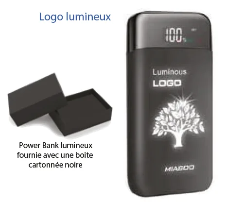 Power bank premium 10 000 mAh à logo lumineux — Réf. IMG-420