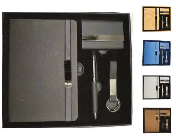 Coffret 4 Pieces Bloc-notes, Stylo, Porte-cartes & Porte-cles — Réf. M5724