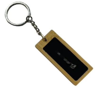Porte-clés bois rectangulaire à plaque — Réf. PC-001