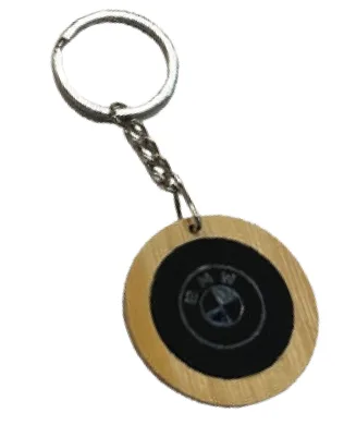 Porte-clés bois rond à insert — Réf. PC-002