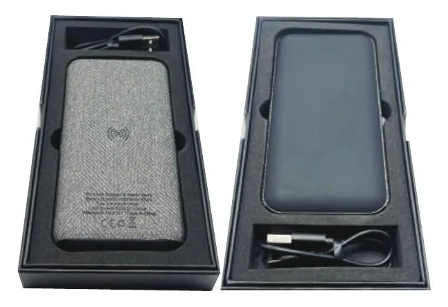 Power bank à logo lumineux, livré en coffret — Réf. PF-207-Gris