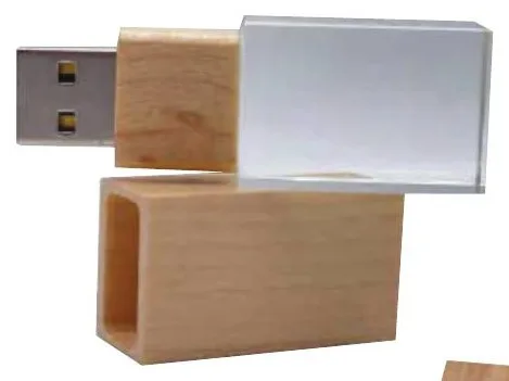 Clé USB Bois et Cristal Lumineux 16 Go — Réf. PF-513