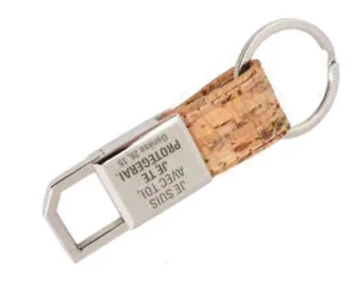Porte-clés bois ovale et métal — Réf. PF-044